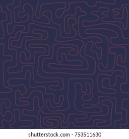 Crazy Cartoon Pattern. Seamless Graffiti Background with Scribbled Tangled Lines, Looking Like Labyrinth. Organic Hippie Style.