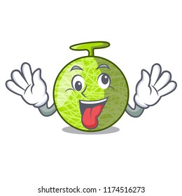 Crazy cartoon ripe melon fruit in the kitchen