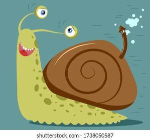 Crazy Cartoon Schnecke. Vector Illustration für Karte, Druck und Poster.