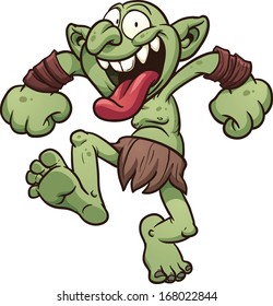 Crazy cartoon troll. Vector clip art illustration with simple gradients. All in a single layer. 