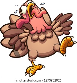 Crazy cartoon turkey gobbling with tongue out. Vector clip art illustration with simple gradients. All in a single layer.
