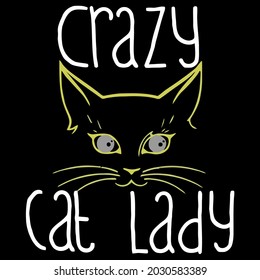 crazy cat lady funny cute fashion ladies fit women mens vector design illustration print wall art poster canvas