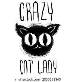 crazy cat lady manji vector design illustration print wall art poster canvas