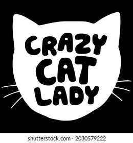 crazy cat lady meow cute kitty cat mens art vector design illustration print wall art poster canvas