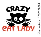Crazy cat lady t-shirt vector design template. Black cat head vector. Good for poster and label.