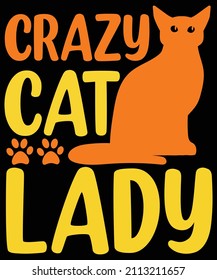 Crazy cat lady typography t shirt