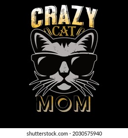 crazy cat mom flowy vector design illustration print wall art poster canvas