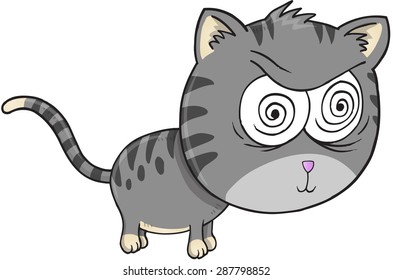 Crazy Cat Vector Illustration Art