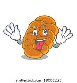 Crazy challah mascot cartoon style
