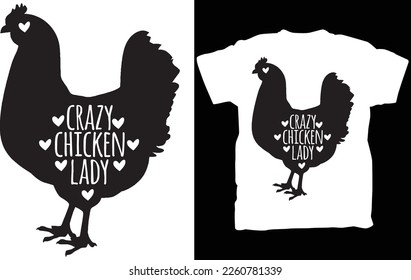 Crazy Chicken Lady Gray Women's T-ShirtSolid White Vinyl Shirt,Crazy Chicken Lover Shirt, Chicken Lady Shirt,  svg