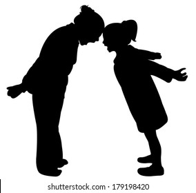 crazy children silhouette vector