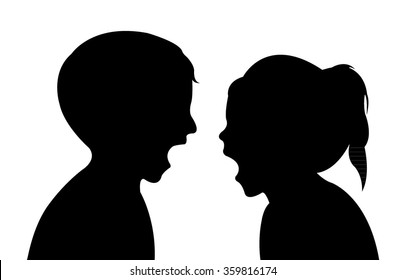 crazy children silhouette vector