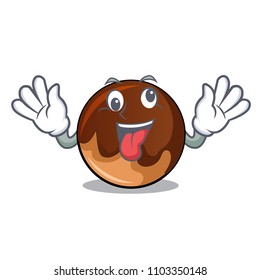 Crazy chocolate donut mascot cartoon