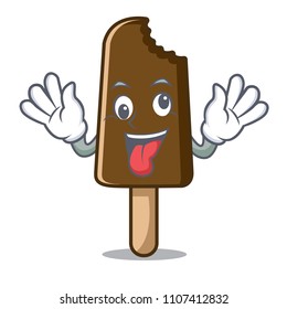 Crazy chocolate ice cream mascot cartoon