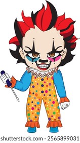 Crazy Clown Chibi Character Halloween Vector