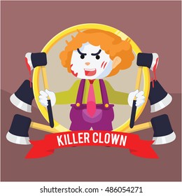 crazy clown in circle banner