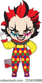 Crazy clown creepy smile vector