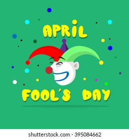 Crazy Clown Face First April Day, Fool Holiday Concept Flat Vector Illustration