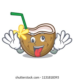 Crazy cocktail coconut mascot cartoon
