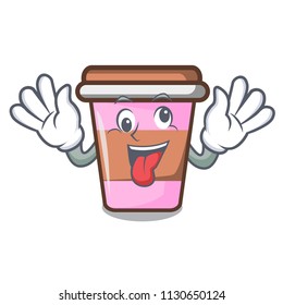Crazy coffee cup mascot cartoon vector illustration