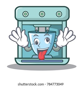 Crazy coffee maker character cartoon