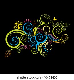 crazy color flower vector design