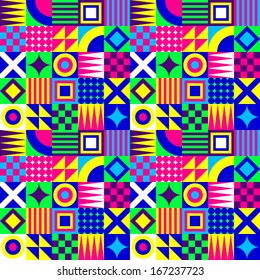 Crazy Colorful Geometric Squares Pattern