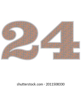 Crazy Colorful Number 24 Vector Illustration. Number Twenty Four With Colorful Pattern Isolated On A White Background
