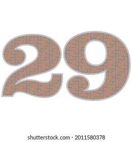 Crazy Colorful Number 29 Vector Illustration. Number Twenty Nine With Colorful Pattern Isolated On A White Background
