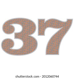 Crazy Colorful Number 37 Vector Illustration. Number Thirty Seven With Colorful Pattern Isolated On A White Background
