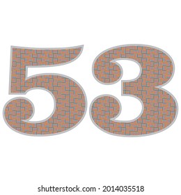 Crazy Colorful Number 53 Vector Illustration. Number Fifty Three With Colorful Pattern Isolated On A White Background
