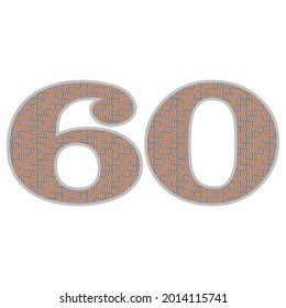 Ilustración de 60 vectores colorida y loca. Número Sesenta Con Patrón Colorido Aislado En Un Fondo Blanco
