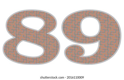 Ilustración del Vector de color Loco Número 89. Número Ochenta Y Nueve Con Patrón Colorido Aislado En Un Fondo Blanco
