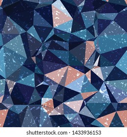 Crazy Colorful Triangles Texture Seamless Repeat Vector Pattern.  Abstract, Geometric, Detailed.  Random.  Blue and pink.  Generative Art.