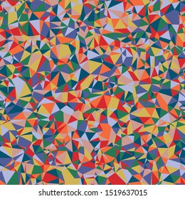 Crazy Colorful Triangles Texture Seamless Repeat Vector Pattern Bright Rainbow Colors.  Abstract, Geometric, Detailed.  Random.  Generative Art.