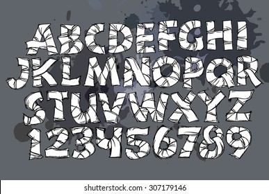 Crazy comic mummy hand drawn font