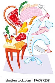Crazy cook whit meat