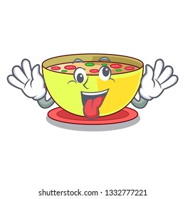 Crazy corn chowder in a cartoon plate