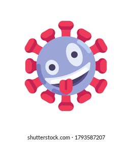 Crazy coronavirus emoticon flat icon, vector sign, Virus zany face emoji colorful pictogram isolated on white. Symbol, logo illustration. Flat style design