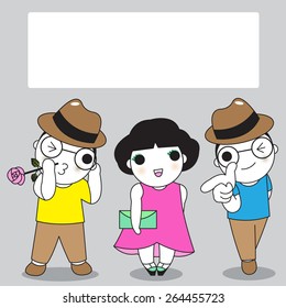 Crazy Crush On You characters paper note illustration