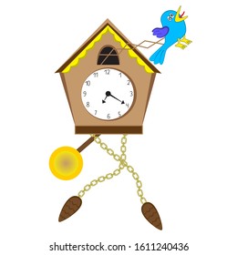 Crazy Cuckoo Clock Isolated On White Stock Vector (royalty Free) 1611240436