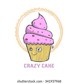 Crazy cupcake in a pink glaze.