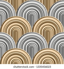 Crazy curves - tangled geometric pattern with golden and silver platinum colors. Multicolor curvy lines. Abstract geo geometric technology background. Luxury background.