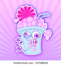 crazy cute milkshake. vector