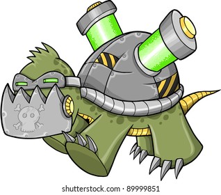 Crazy Cyborg Robot Warrior War Turtle Vector Illustration art