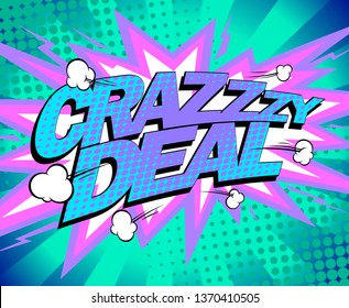 Crazy Deal Vector Banner Concept, Comics Style