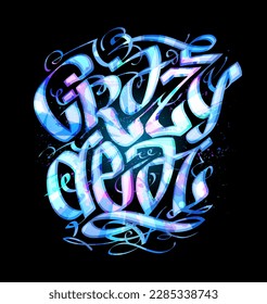 Crazy deal vector banner with hand drawn blue calligraphy lettering