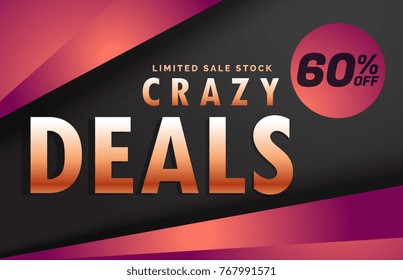 Crazy Deals And Discount Banner Voucher Template Design