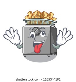 Crazy deep fryer machine isolated on mascot