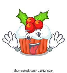 Crazy delicious christmas cupcakes isolated on mascot